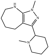 Pyrazolo[3,4-b]azepine, 1,4,5,6,7,8-hexahydro-1-methyl-3-(1-methyl-2-piperidinyl)- (9CI) 结构式