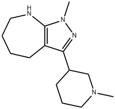 Pyrazolo[3,4-b]azepine, 1,4,5,6,7,8-hexahydro-1-methyl-3-(1-methyl-3-piperidinyl)- (9CI) 结构式