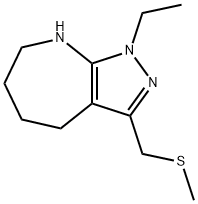 Pyrazolo[3,4-b]azepine, 1-ethyl-1,4,5,6,7,8-hexahydro-3-[(methylthio)methyl]- (9CI) 结构式