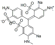 N-[4-[(4-Amino-3-sulfonatophenyl)(3-methyl-4-methylamino-5-sodiosulfophenyl)methylene]-2-sodiosulfo-2,5-cyclohexadien-1-ylidene]methanaminium 结构式