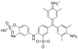 N-[4-[(4-Amino-3,5-dimethylphenyl)[4-[(4-hydroxy-3-sodiosulfophenyl)amino]-3-sulfonatophenyl]methylene]-2,6-dimethyl-2,5-cyclohexadien-1-ylidene]aminium 结构式