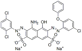 4-Amino-3-[(2,5-dichlorophenyl)azo]-5-hydroxy-6-[(5-chloro-2-phenoxyphenyl)azo]naphthalene-2,7-disulfonic acid disodium salt 结构式