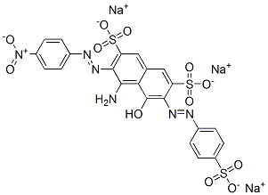 4-氨基-5-羟基-3-[(4-硝基苯基)偶氮]-6-[(4-磺酸基苯基)偶氮]萘-2,7-二磺酸三钠 结构式