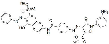 disodium 1-(3-aminophenyl)-4,5-dihydro-4-[[4-[[[5-hydroxy-6-(phenylazo)-7-sulphonato-2-naphthyl]amino]carbonyl]phenyl]azo]-5-oxo-1H-pyrazole-3-carboxylate 结构式