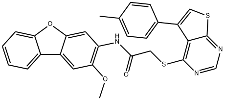 Acetamide, N-(2-methoxy-3-dibenzofuranyl)-2-[[5-(4-methylphenyl)thieno[2,3-d]pyrimidin-4-yl]thio]- (9CI) 结构式