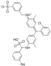 N-[4-[(2-Chlorophenyl)[3-methyl-4-[(3-sodiosulfobenzyl)amino]phenyl]methylene]-2-methyl-2,5-cyclohexadien-1-ylidene]-3-sulfonatobenzenemethanaminium 结构式
