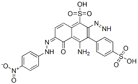 (6Z)-4-amino-6-[(4-nitrophenyl)hydrazinylidene]-5-oxo-3-(4-sulfophenyl)diazenyl-naphthalene-1-sulfonic acid 结构式