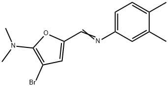2-Furanamine,  3-bromo-5-[[(3,4-dimethylphenyl)imino]methyl]-N,N-dimethyl- 结构式