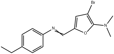 2-Furanamine,  3-bromo-5-[[(4-ethylphenyl)imino]methyl]-N,N-dimethyl- 结构式