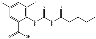 3,5-DIIODO-2-[[[(1-OXOPENTYL)AMINO]THIOXOMETHYL]AMINO]-BENZOIC ACID 结构式