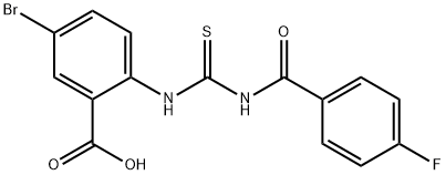 5-BROMO-2-[[[(4-FLUOROBENZOYL)AMINO]THIOXOMETHYL]AMINO]-BENZOIC ACID 结构式