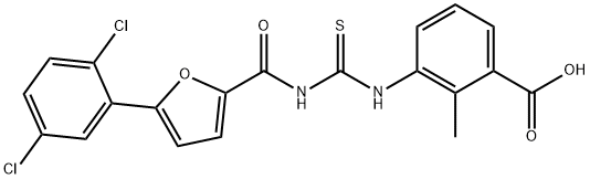 3-[[[[[5-(2,5-DICHLOROPHENYL)-2-FURANYL]CARBONYL]AMINO]THIOXOMETHYL]AMINO]-2-METHYL-BENZOIC ACID 结构式