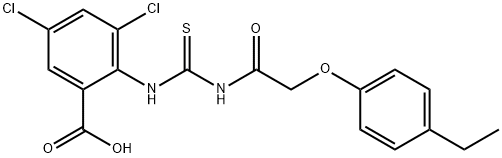 3,5-DICHLORO-2-[[[[(4-ETHYLPHENOXY)ACETYL]AMINO]THIOXOMETHYL]AMINO]-BENZOIC ACID 结构式