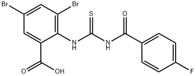 3,5-DIBROMO-2-[[[(4-FLUOROBENZOYL)AMINO]THIOXOMETHYL]AMINO]-BENZOIC ACID 结构式