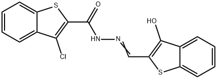 Benzo[b]thiophene-2-carboxylic acid, 3-chloro-, [(3-hydroxybenzo[b]thien-2-yl)methylene]hydrazide (9CI) 结构式