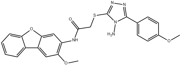 Acetamide, 2-[[4-amino-5-(4-methoxyphenyl)-4H-1,2,4-triazol-3-yl]thio]-N-(2-methoxy-3-dibenzofuranyl)- (9CI) 结构式