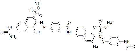 3-[[4-[[6-[(4-Acetylaminophenyl)azo]-5-hydroxy-7-sodiosulfo-2-naphthalenyl]aminocarbonyl]phenyl]azo]-7-ureido-4-hydroxynaphthalene-2-sulfonic acid sodium salt 结构式