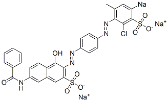 7-Benzoylamino-4-hydroxy-3-[[4-[(2-chloro-6-methyl-4-sodiosulfophenyl)azo]phenyl]azo]naphthalene-2-sulfonic acid sodium salt 结构式