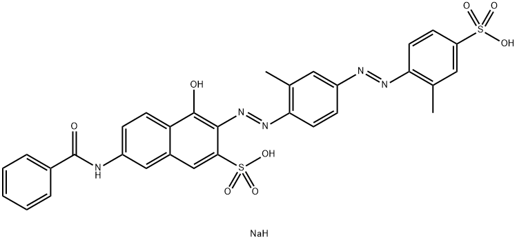 7-Benzoylamino-4-hydroxy-3-[[2-methyl-4-[(2-methyl-4-sodiosulfophenyl)azo]phenyl]azo]naphthalene-2-sulfonic acid sodium salt 结构式