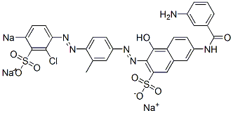 7-[(3-Aminobenzoyl)amino]-3-[[4-[(2-chloro-4-sodiosulfophenyl)azo]-3-methylphenyl]azo]-4-hydroxynaphthalene-2-sulfonic acid sodium salt 结构式