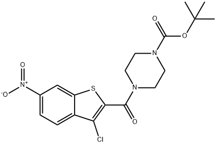 1-Piperazinecarboxylicacid,4-[(3-chloro-6-nitrobenzo[b]thien-2-yl)carbonyl]-,1,1-dimethylethylester(9CI) 结构式