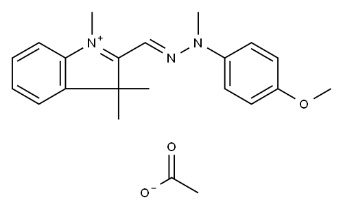 2-[[(4-甲氧基苯基)甲基亚肼基]甲基]-1,3,3-三甲基-3H-吲哚翁乙酸盐 结构式
