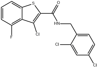 Benzo[b]thiophene-2-carboxamide, 3-chloro-N-[(2,4-dichlorophenyl)methyl]-4-fluoro- (9CI) 结构式