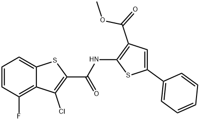3-Thiophenecarboxylicacid,2-[[(3-chloro-4-fluorobenzo[b]thien-2-yl)carbonyl]amino]-5-phenyl-,methylester(9CI) 结构式