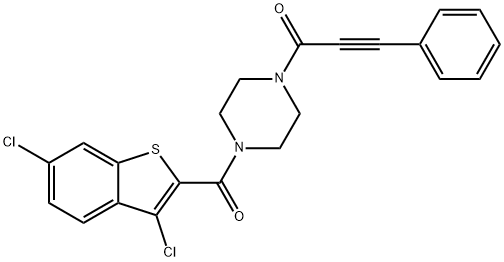 Piperazine, 1-[(3,6-dichlorobenzo[b]thien-2-yl)carbonyl]-4-(1-oxo-3-phenyl-2-propynyl)- (9CI) 结构式