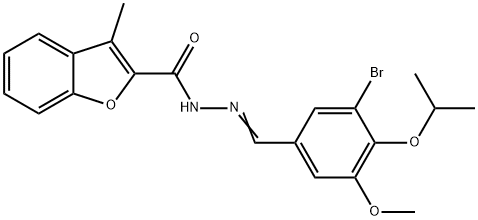 2-Benzofurancarboxylicacid,3-methyl-,[[3-bromo-5-methoxy-4-(1-methylethoxy)phenyl]methylene]hydrazide(9CI) 结构式