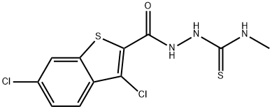 Benzo[b]thiophene-2-carboxylic acid, 3,6-dichloro-, 2-[(methylamino)thioxomethyl]hydrazide (9CI) 结构式