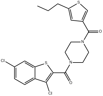 Piperazine, 1-[(3,6-dichlorobenzo[b]thien-2-yl)carbonyl]-4-[(5-propyl-3-thienyl)carbonyl]- (9CI) 结构式