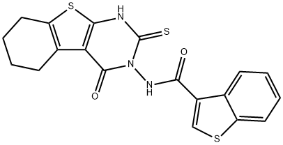 Benzo[b]thiophene-3-carboxamide, N-(1,4,5,6,7,8-hexahydro-4-oxo-2-thioxo[1]benzothieno[2,3-d]pyrimidin-3(2H)-yl)- (9CI) 结构式