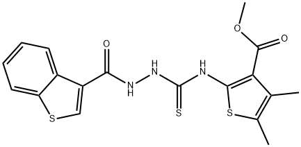 Benzo[b]thiophene-3-carboxylic acid, 2-[[[3-(methoxycarbonyl)-4,5-dimethyl-2-thienyl]amino]thioxomethyl]hydrazide (9CI) 结构式