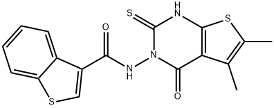 Benzo[b]thiophene-3-carboxamide, N-(1,4-dihydro-5,6-dimethyl-4-oxo-2-thioxothieno[2,3-d]pyrimidin-3(2H)-yl)- (9CI) 结构式