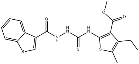 Benzo[b]thiophene-3-carboxylic acid, 2-[[[4-ethyl-3-(methoxycarbonyl)-5-methyl-2-thienyl]amino]thioxomethyl]hydrazide (9CI) 结构式