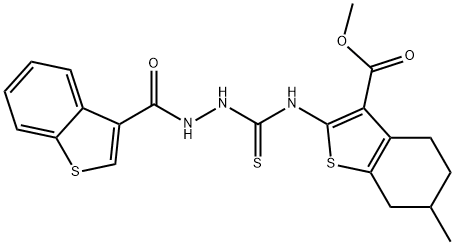 Benzo[b]thiophene-3-carboxylic acid, 2-[[[2-(benzo[b]thien-3-ylcarbonyl)hydrazino]thioxomethyl]amino]-4,5,6,7-tetrahydro-6-methyl-, methyl ester (9CI) 结构式