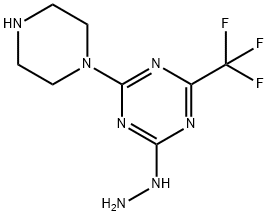 [6-(Trifluoromethyl)-4-(piperazin-1-yl)-1,3,5-triazin-2-yl]hydrazine 结构式