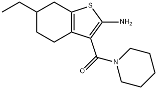 (2-氨基-6-乙基-4,5,6,7-四氢苯并[B]噻吩-3-基)(哌啶-1-基)甲酮 结构式