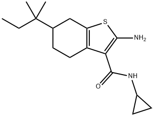 2-AMINO-N-CYCLOPROPYL-6-(1,1-DIMETHYLPROPYL)-4,5,6,7-TETRAHYDRO-1-BENZOTHIOPHENE-3-CARBOXAMIDE 结构式