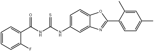 Benzamide, N-[[[2-(2,4-dimethylphenyl)-5-benzoxazolyl]amino]thioxomethyl]-2-fluoro- (9CI) 结构式
