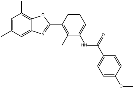 Benzamide, N-[3-(5,7-dimethyl-2-benzoxazolyl)-2-methylphenyl]-4-methoxy- (9CI) 结构式