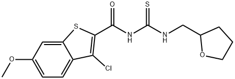 Benzo[b]thiophene-2-carboxamide, 3-chloro-6-methoxy-N-[[[(tetrahydro-2-furanyl)methyl]amino]thioxomethyl]- (9CI) 结构式