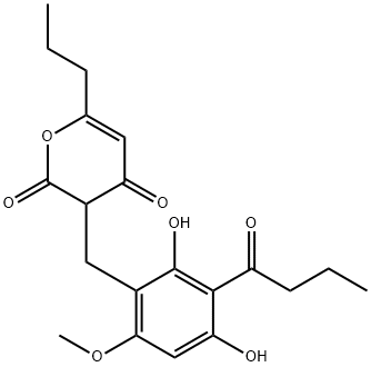 3-[[2,4-Dihydroxy-6-methoxy-3-(1-oxobutyl)phenyl]methyl]-6-propyl-2H-pyran-2,4(3H)-dione 结构式