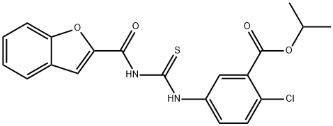 Benzoic acid, 5-[[[(2-benzofuranylcarbonyl)amino]thioxomethyl]amino]-2-chloro-, 1-methylethyl ester (9CI) 结构式