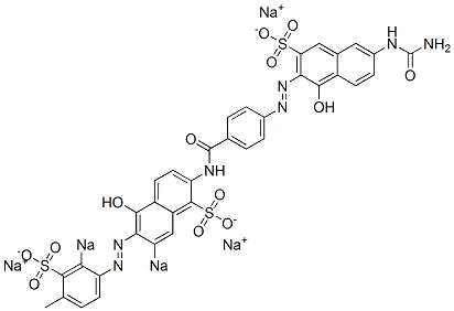 7-Ureido-4-hydroxy-3-[[4-[[5-hydroxy-6-[(4-methyl-2-sodiosulfophenyl)azo]-7-sodiosulfo-2-naphthalenyl]aminocarbonyl]phenyl]azo]naphthalene-2-sulfonic acid sodium salt 结构式