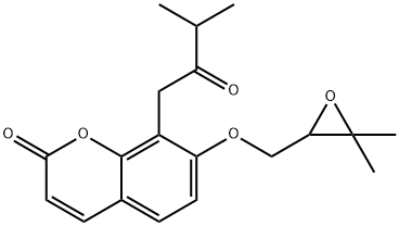 7-[(3,3-Dimethyloxiran-2-yl)methoxy]-8-(3-methyl-2-oxobutyl)-2H-1-benzopyran-2-one 结构式