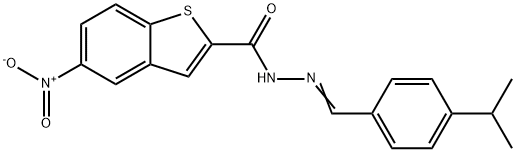 Benzo[b]thiophene-2-carboxylic acid, 5-nitro-, [[4-(1-methylethyl)phenyl]methylene]hydrazide (9CI) 结构式