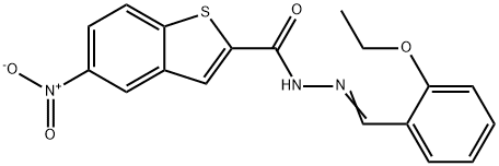 Benzo[b]thiophene-2-carboxylic acid, 5-nitro-, [(2-ethoxyphenyl)methylene]hydrazide (9CI) 结构式
