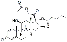 9-氟-11BETA,17,21-三羟基-16BETA-甲基孕甾-1,4-二烯-3,20-二酮 21-乙酸酯 17-戊酸酯 结构式